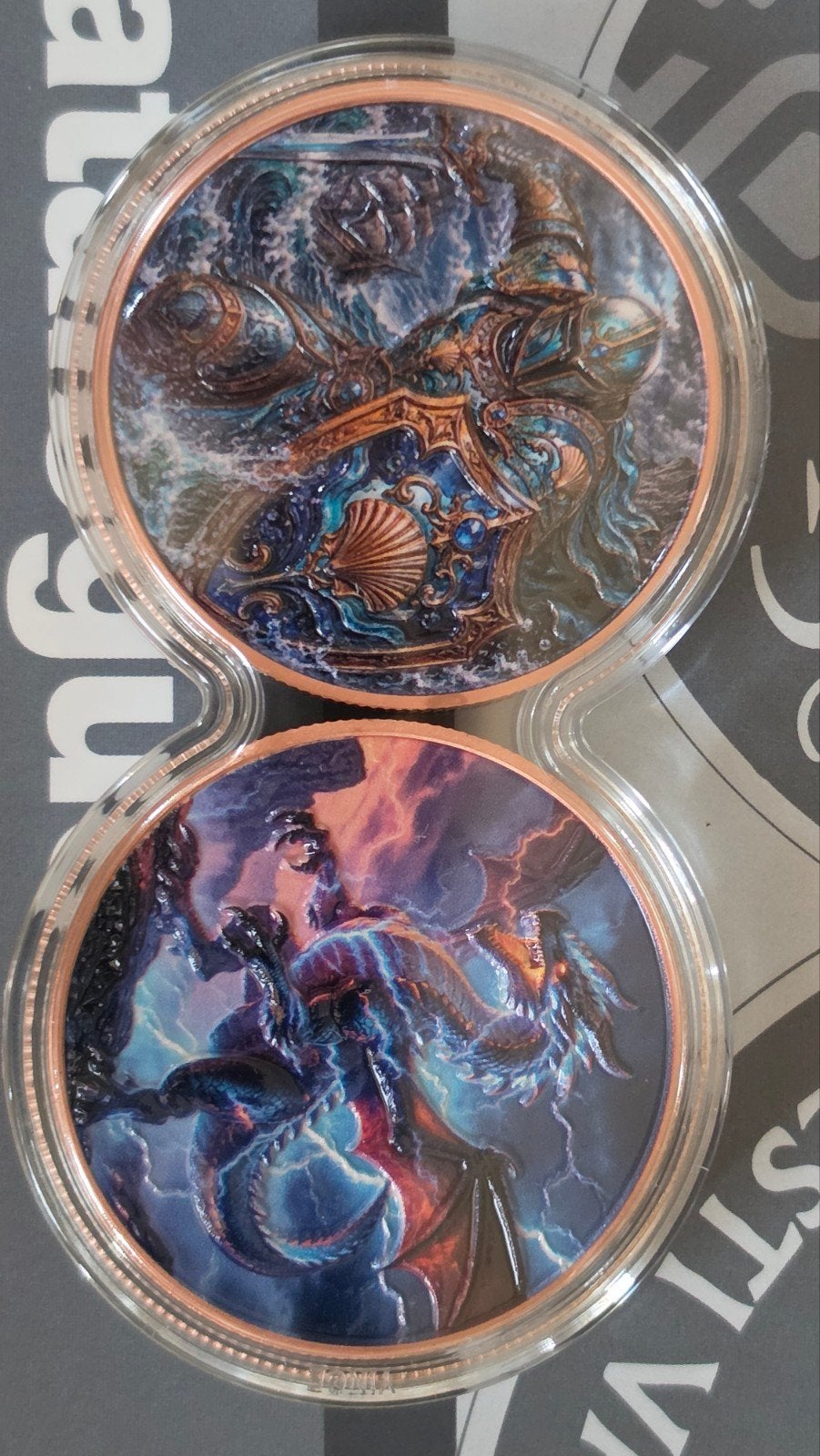 2x 1 oz 999 Koper Kleurige Diepe Reliëf Munten, Ophalen of Verzenden