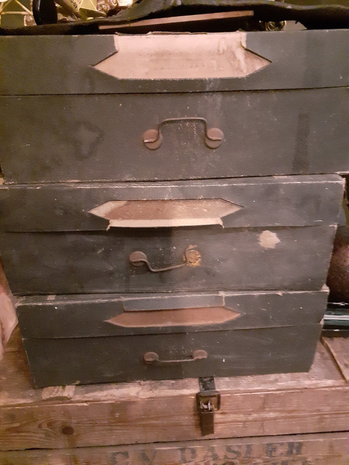 3 oude brocante archief dozen, Antiek en Kunst, Curiosa en Brocante, Ophalen of Verzenden