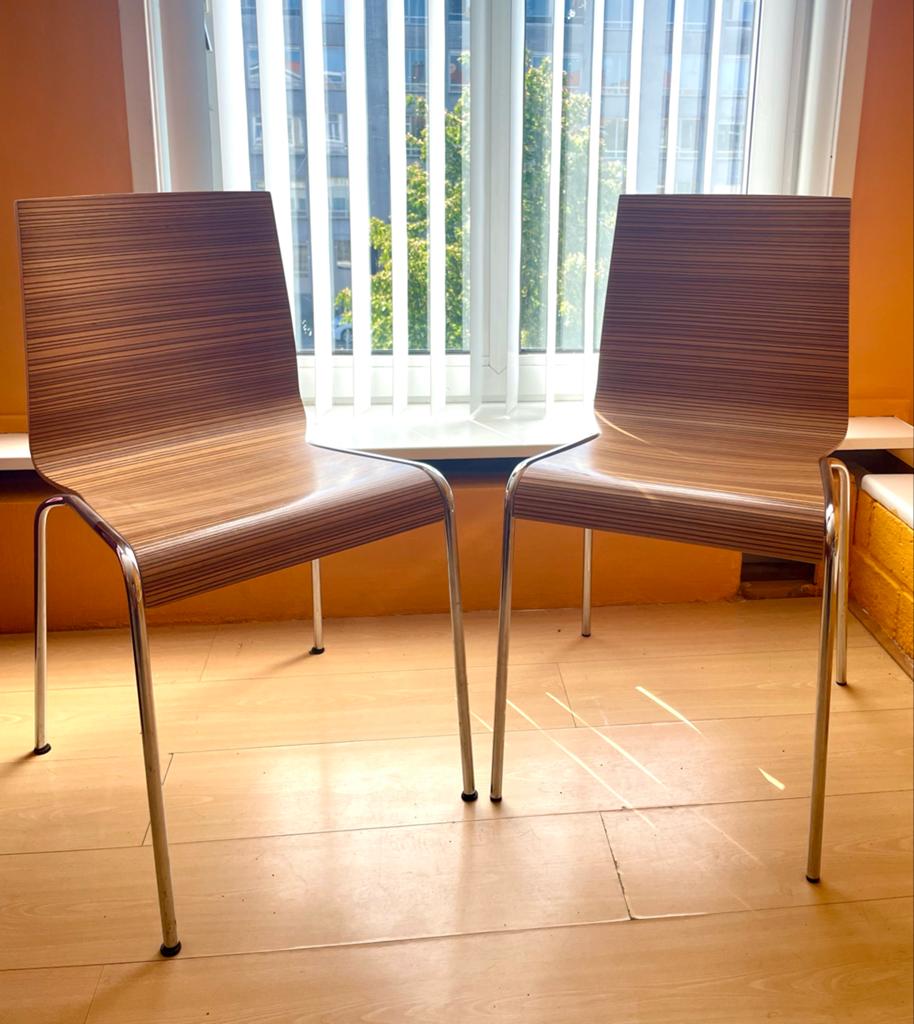 Set van 2 Calligaris Zebra Stoelen - Vintage Design, Gebruikt, Twee, Bruin, Ophalen of Verzenden