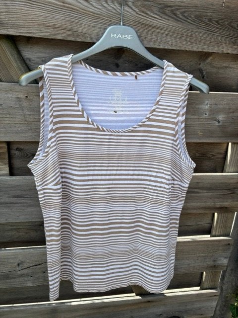 top mouwloos hemdje Frank Walder beige/wit, Beige, Maat 42/44 (L), Ophalen of Verzenden, Zo goed als nieuw