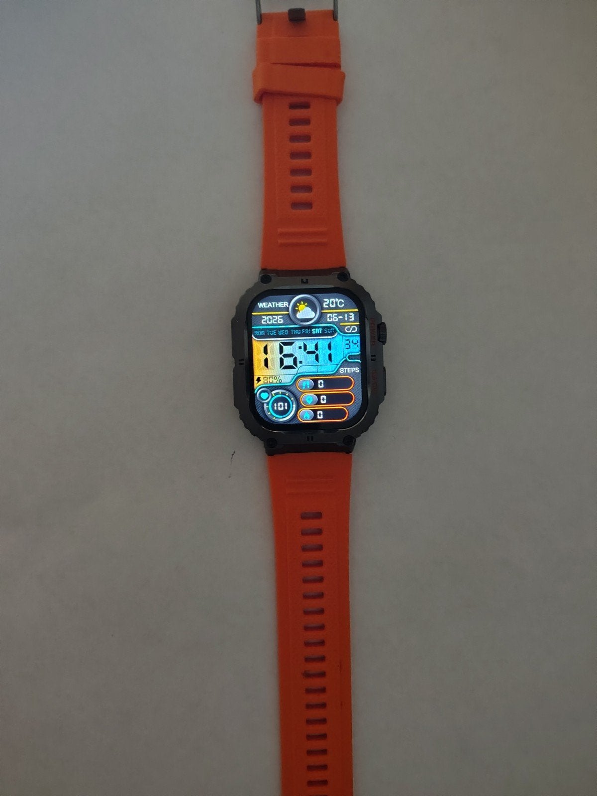 Denver Smartwatch met oranje bandje en oplader, Stappen, Oranje, Ophalen of Verzenden, Zo goed als nieuw