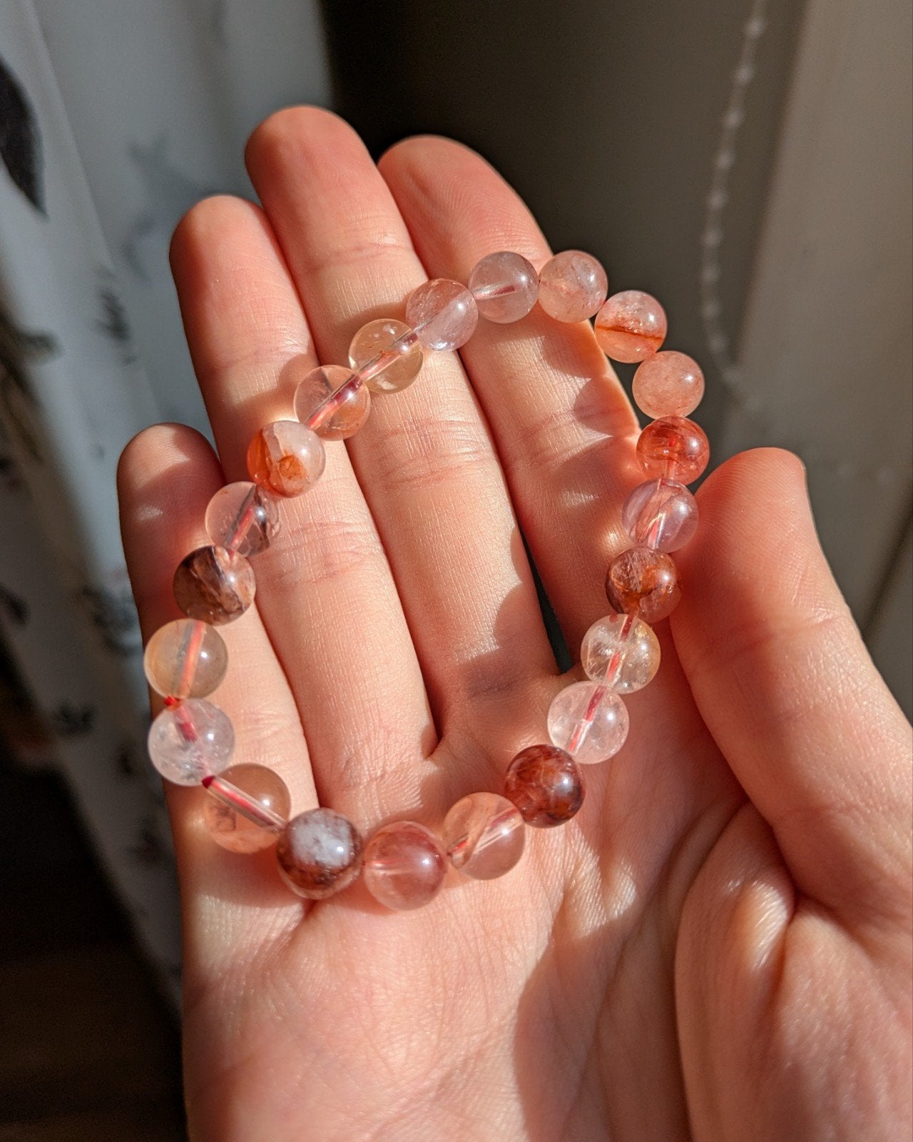 Vuurkwarts armband / fire quartz bracelet, Sieraden, Tassen en Uiterlijk, Nieuw, Ophalen of Verzenden, Elastiek, Met edelsteen