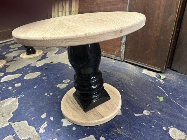 tafeltje rond eiken met zwart, Huis en Inrichting, Minder dan 55 cm, Rond, Nieuw, Hout