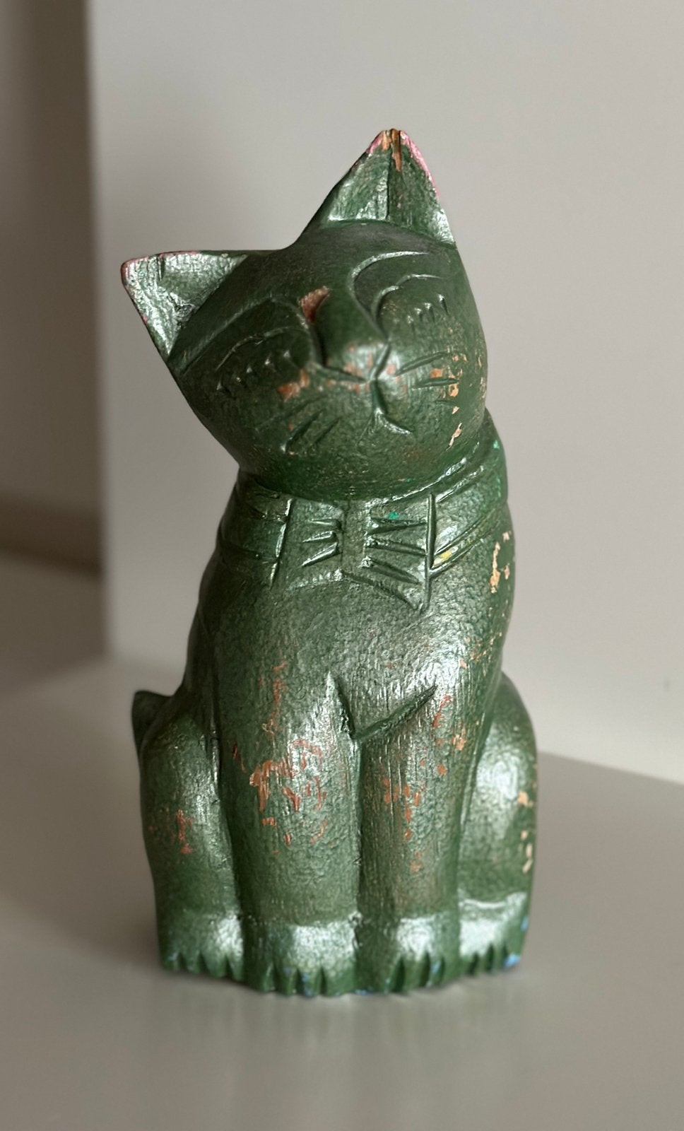 Houten kattenbeeld, Verzamelen, Beelden en Beeldjes, Ophalen of Verzenden, Zo goed als nieuw, Dier