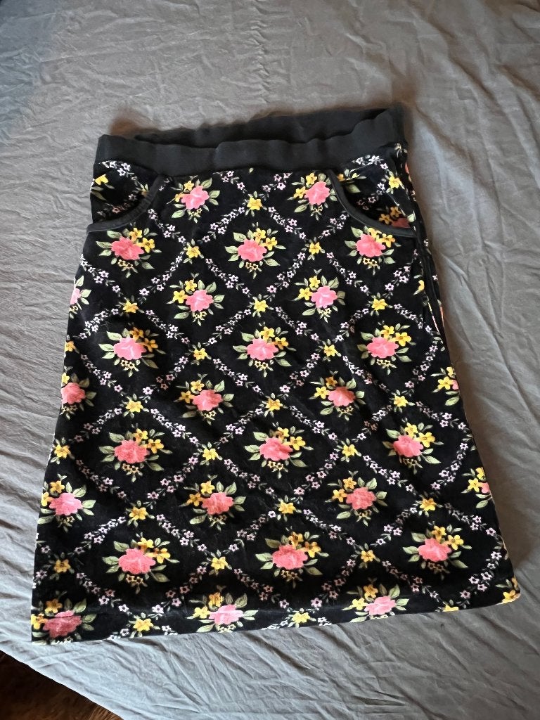 Vintage velours King Louie rokje rok bloemen grafisch S M L, Kleding | Dames, Maat 38/40 (M), Meerkleurig, Ophalen of Verzenden