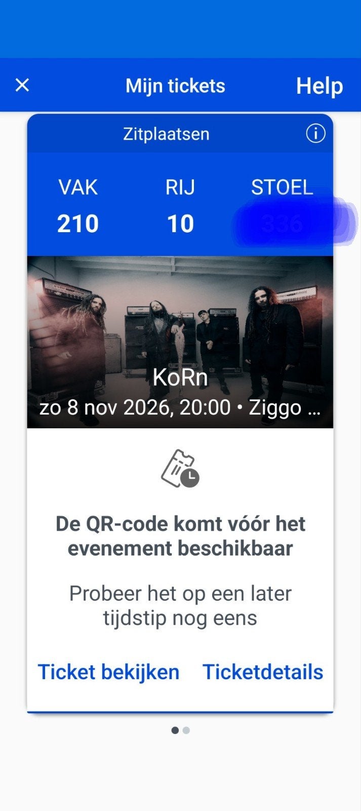 Zitplaatsen Korn 8 november, Twee personen, November