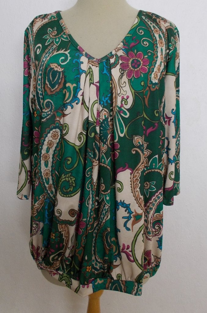 Mooie groene print tuniek/top! L, Verzenden, Zo goed als nieuw, Maat 42/44 (L), Groen