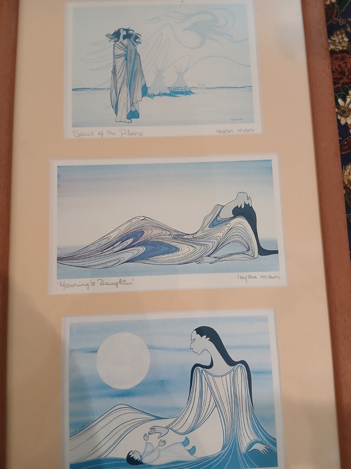 Set v2 3 L.Mani aquarel: 'Spirit of the Plains', 'Morni, Ophalen of Verzenden, 57 cm, Handgekleurd, 33 cm