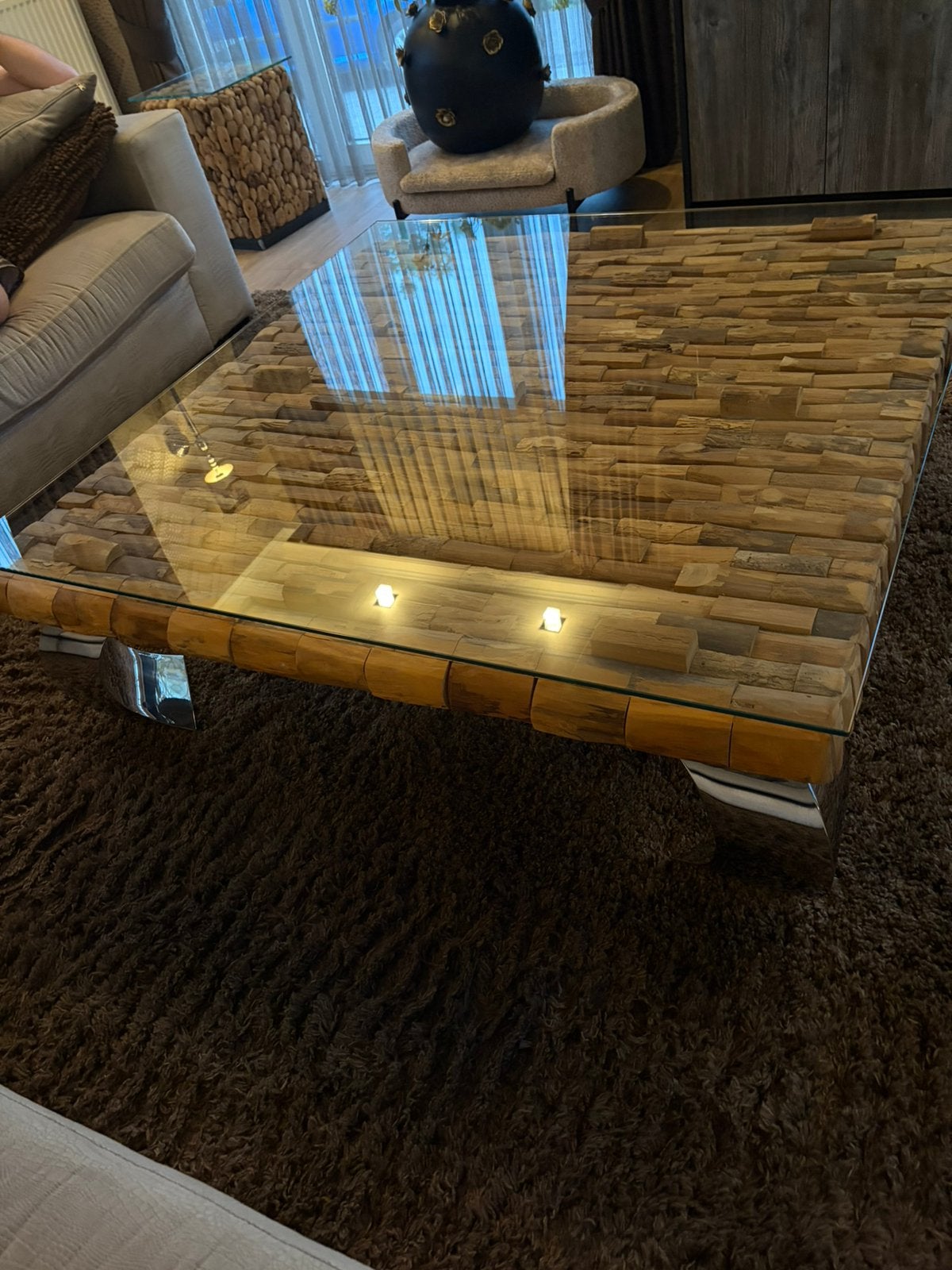 Salon tafel rofra home als nieuw 120/120, Ophalen, Overige materialen, Vierkant, Zo goed als nieuw