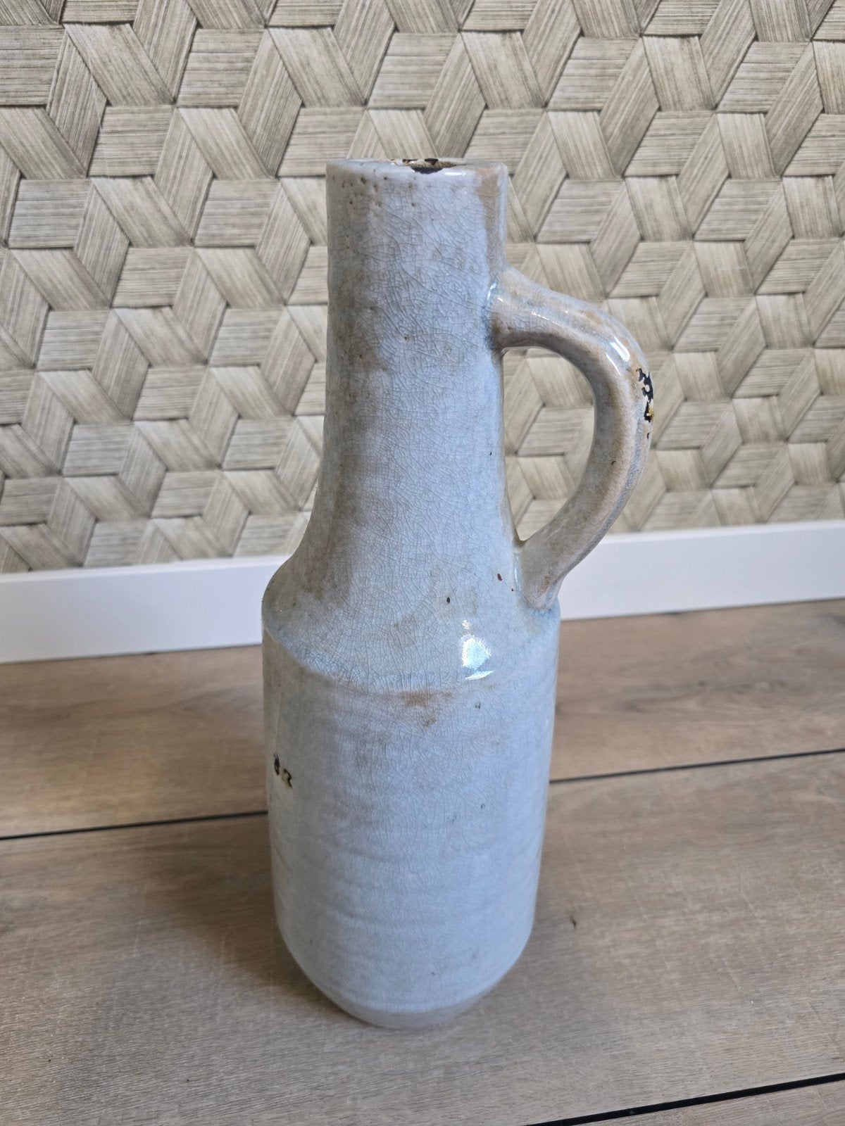 Decoratieve vaas/kruik in mistblauw - 44 cm hoog, Ophalen of Verzenden