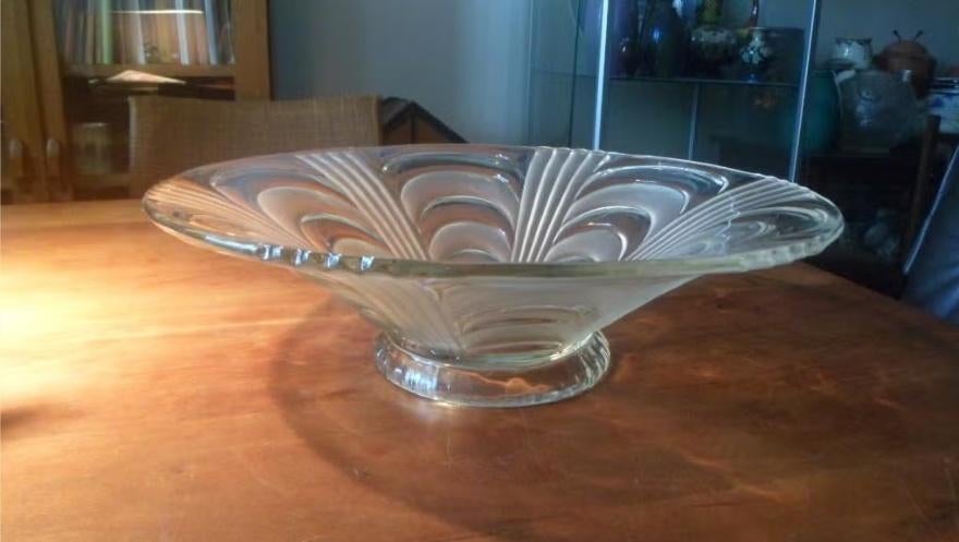 Art Deco glazen schaal fruitschaal helder glas diameter 31cm, Antiek en Kunst, Ophalen of Verzenden