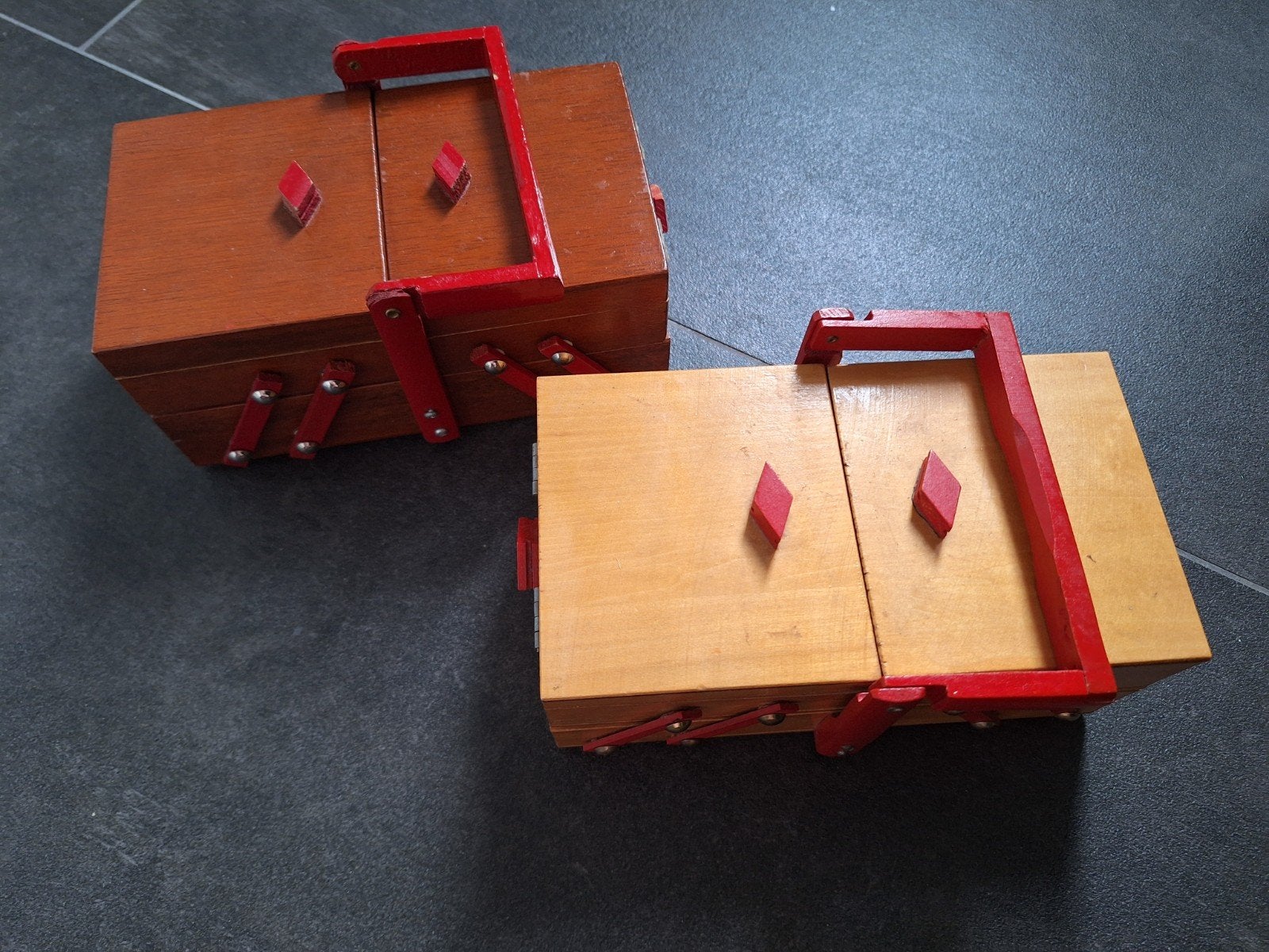 2x Vintage mini houten naaikistje / naaibox., Ophalen of Verzenden