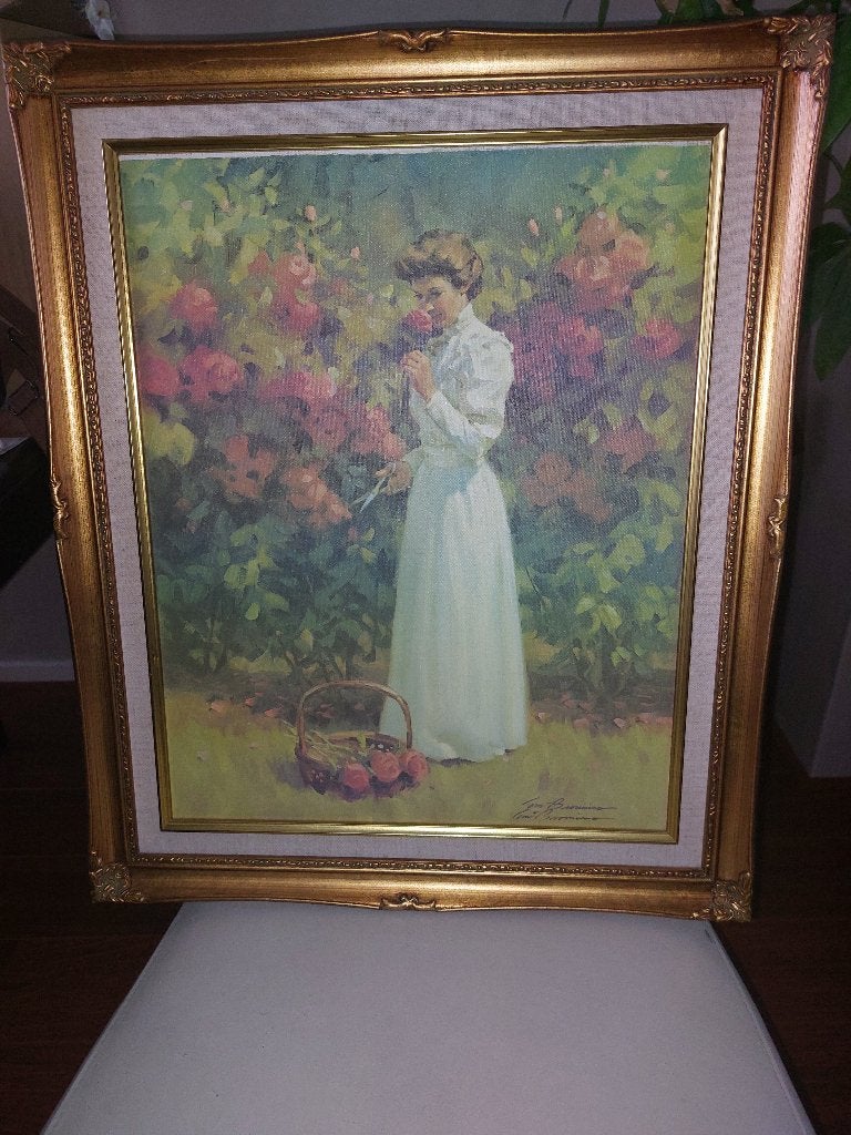 The rose garden by Tom Bauning Reproductie, Ophalen, 50 – 75, Zo goed als nieuw, Schilderij