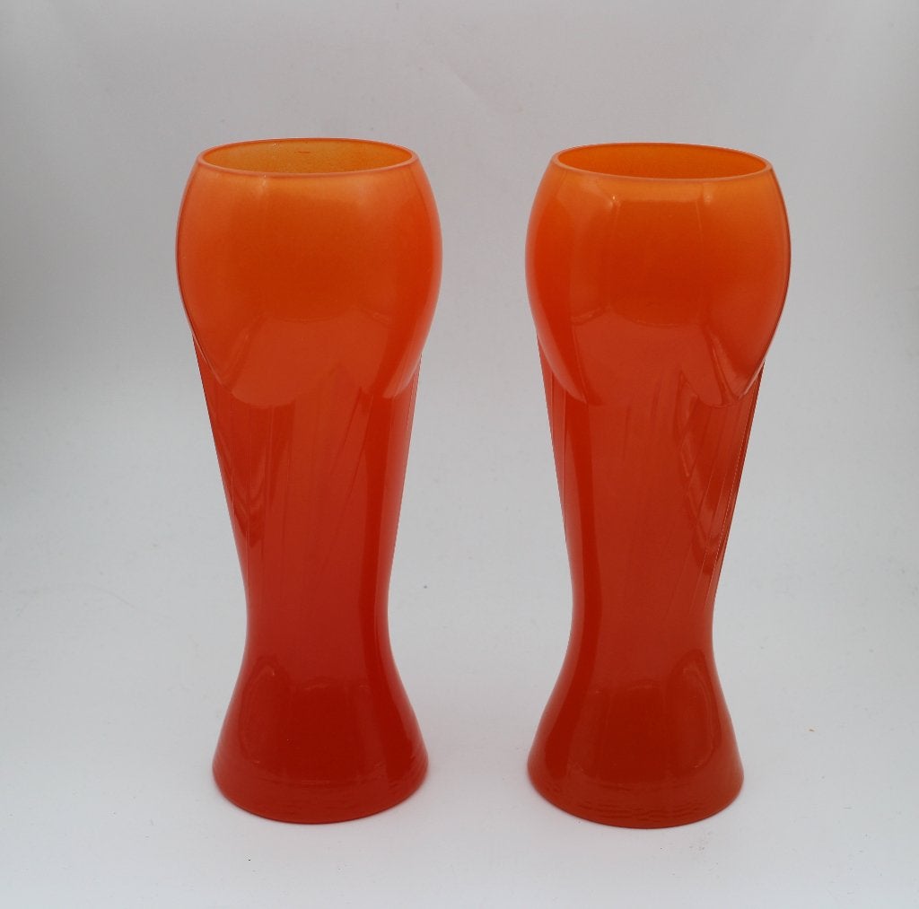 2 oranje vaasjes Loetz, Antiek en Kunst, Ophalen of Verzenden