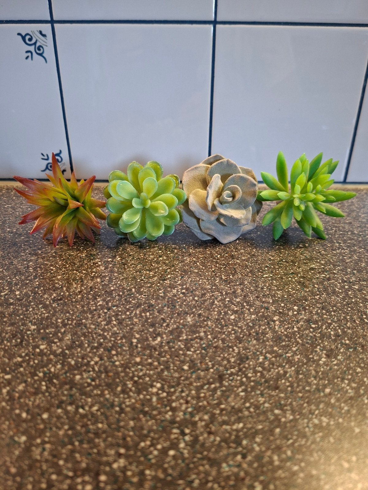 Set van 4 kunstsucculenten - Groen en rood, Binnen, Groen, Kunstplant, Ophalen of Verzenden