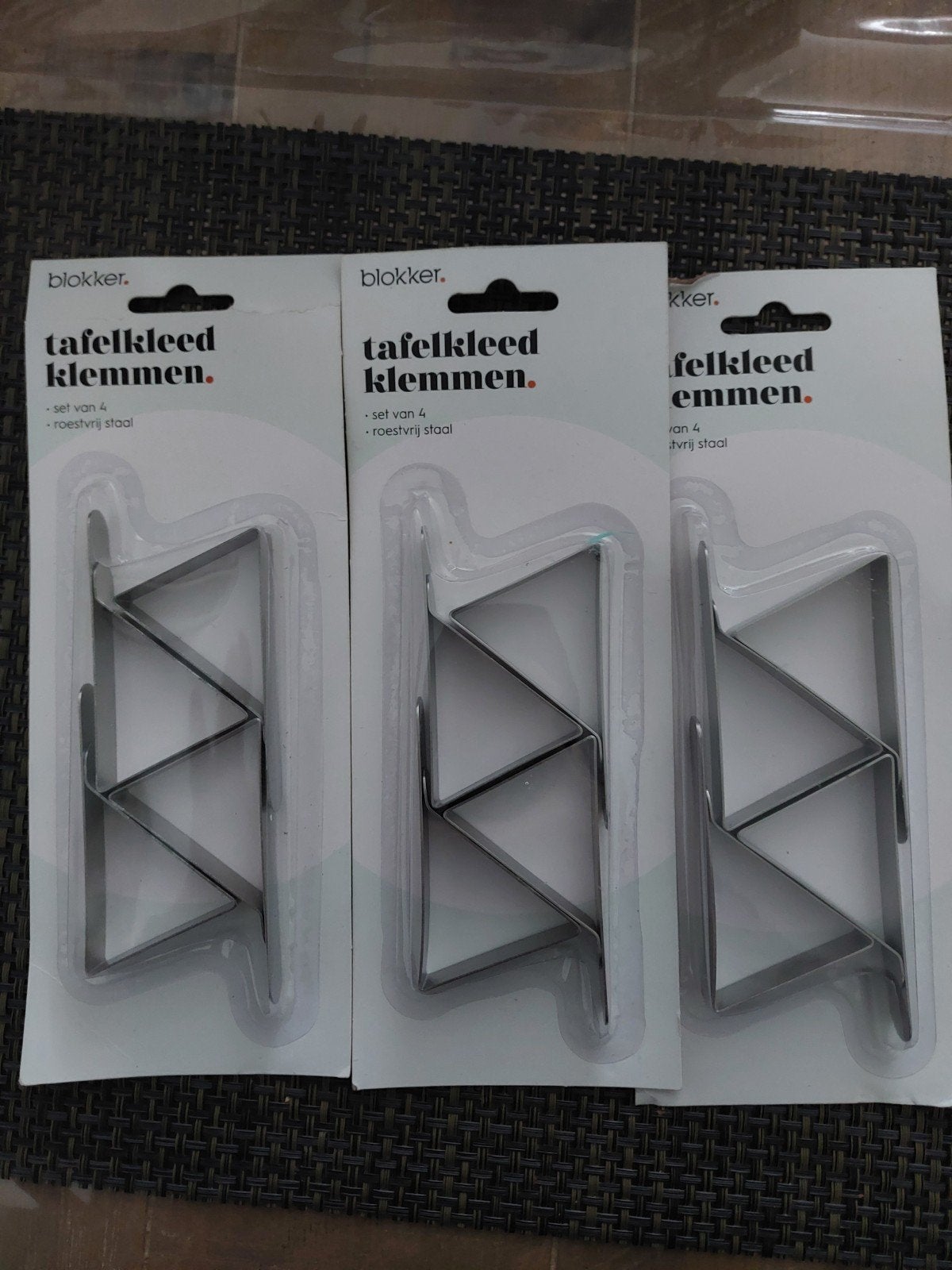 Blokker Tafelkleedklemmen - Set van 4 Roestvrij Staal, Ophalen of Verzenden, Nieuw, Zilver, Metaal