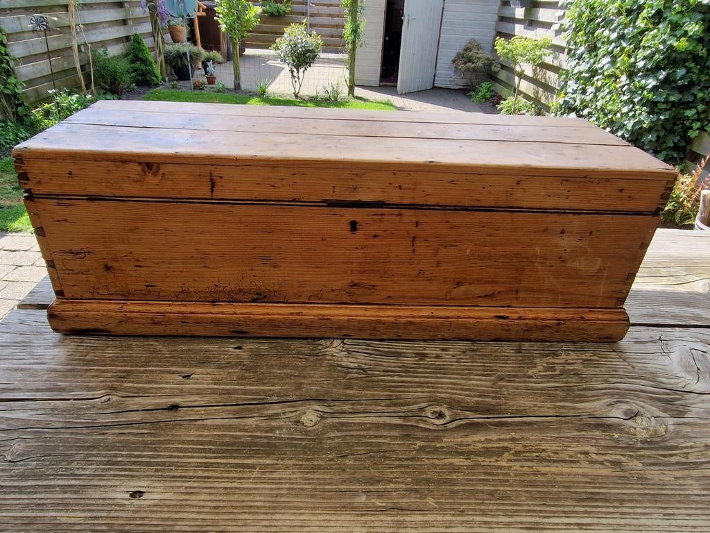 Rustieke landelijke oude scheepskist hout zwaluwstaart, Huis en Inrichting, Woonaccessoires | Kisten, Ophalen, Gebruikt, Minder dan 50 cm