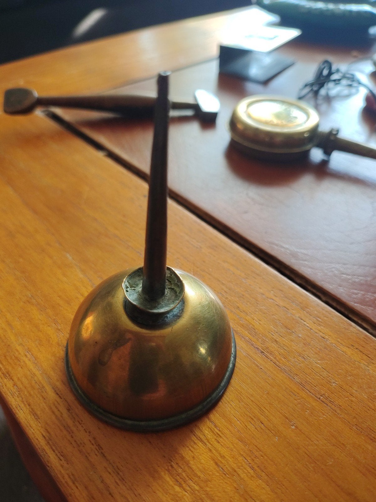Antieke Oliekan - Koperen Oliekan met Tuit, Antiek en Kunst, Ophalen of Verzenden, Koper