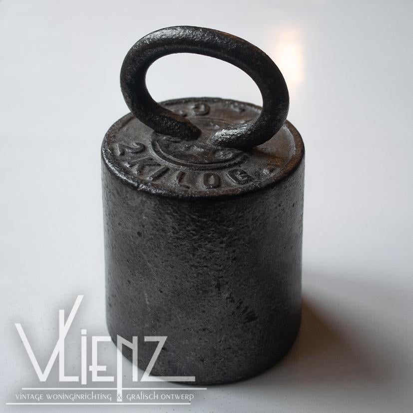 Vintage, industrieel gewicht 2 kilo kilogram, presse papier, Antiek en Kunst, Curiosa en Brocante, Ophalen of Verzenden