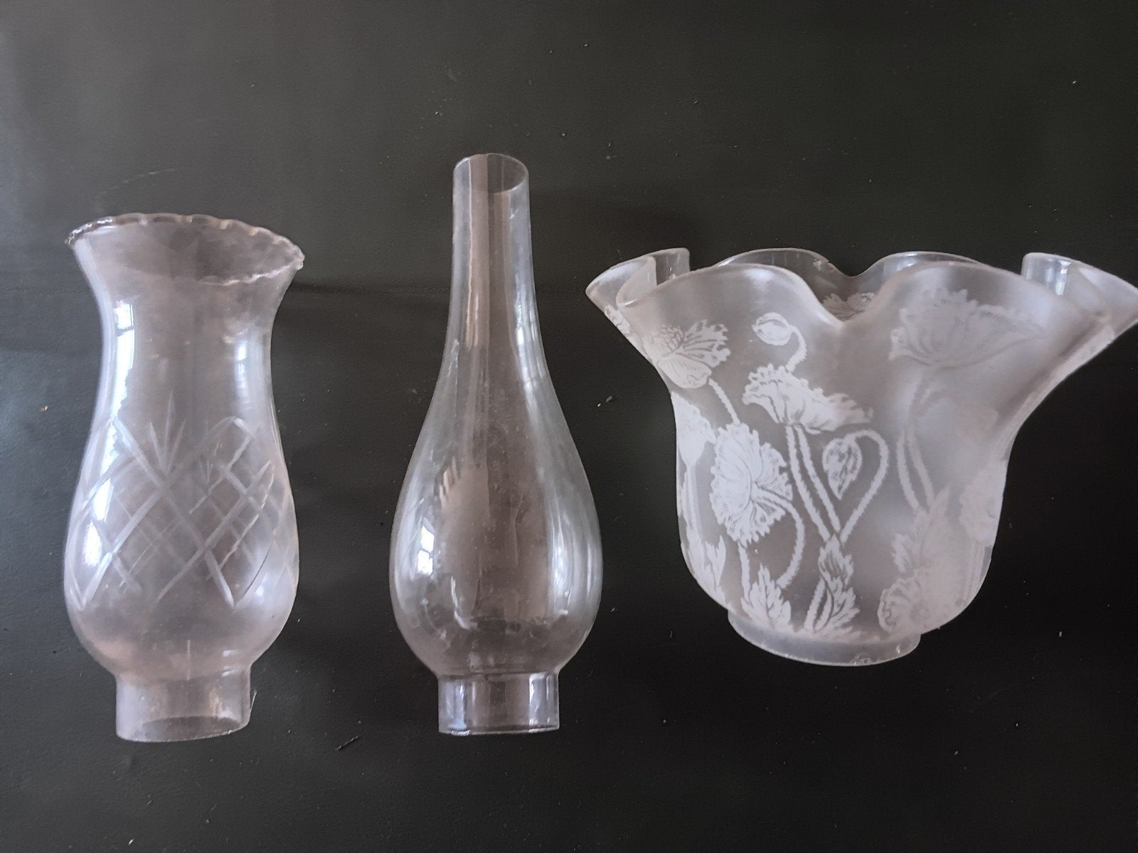 3 olielamp glazen, Ophalen