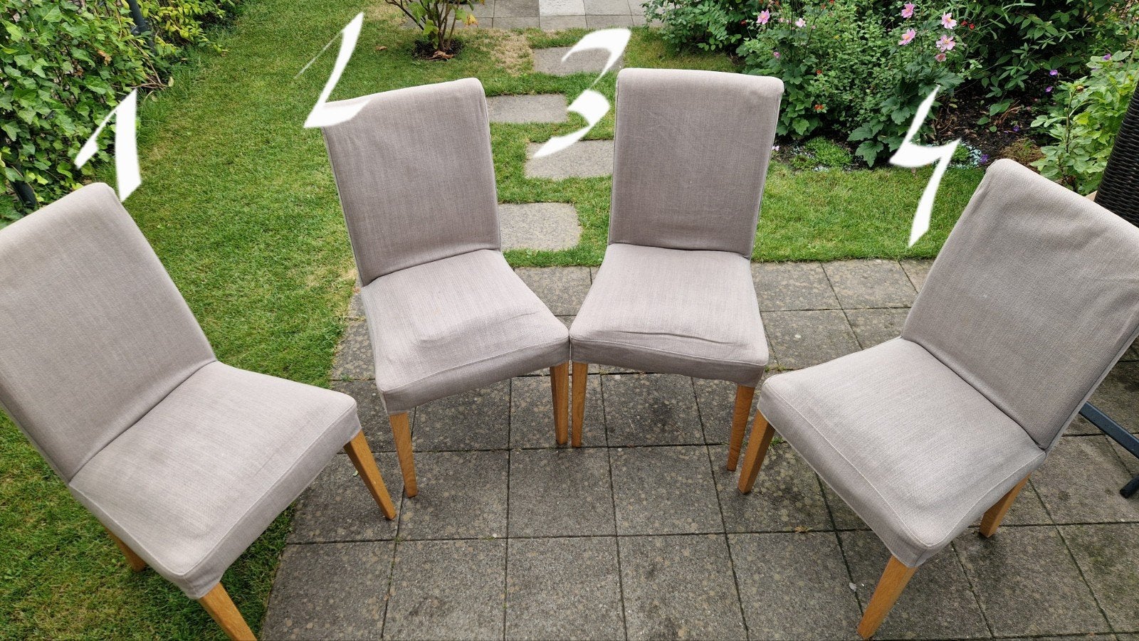 Ikea HENRIKSDAL stoel (eikenhout, modena light grey), Ophalen, Modern, Comfortabel, Gebruikt, Vier