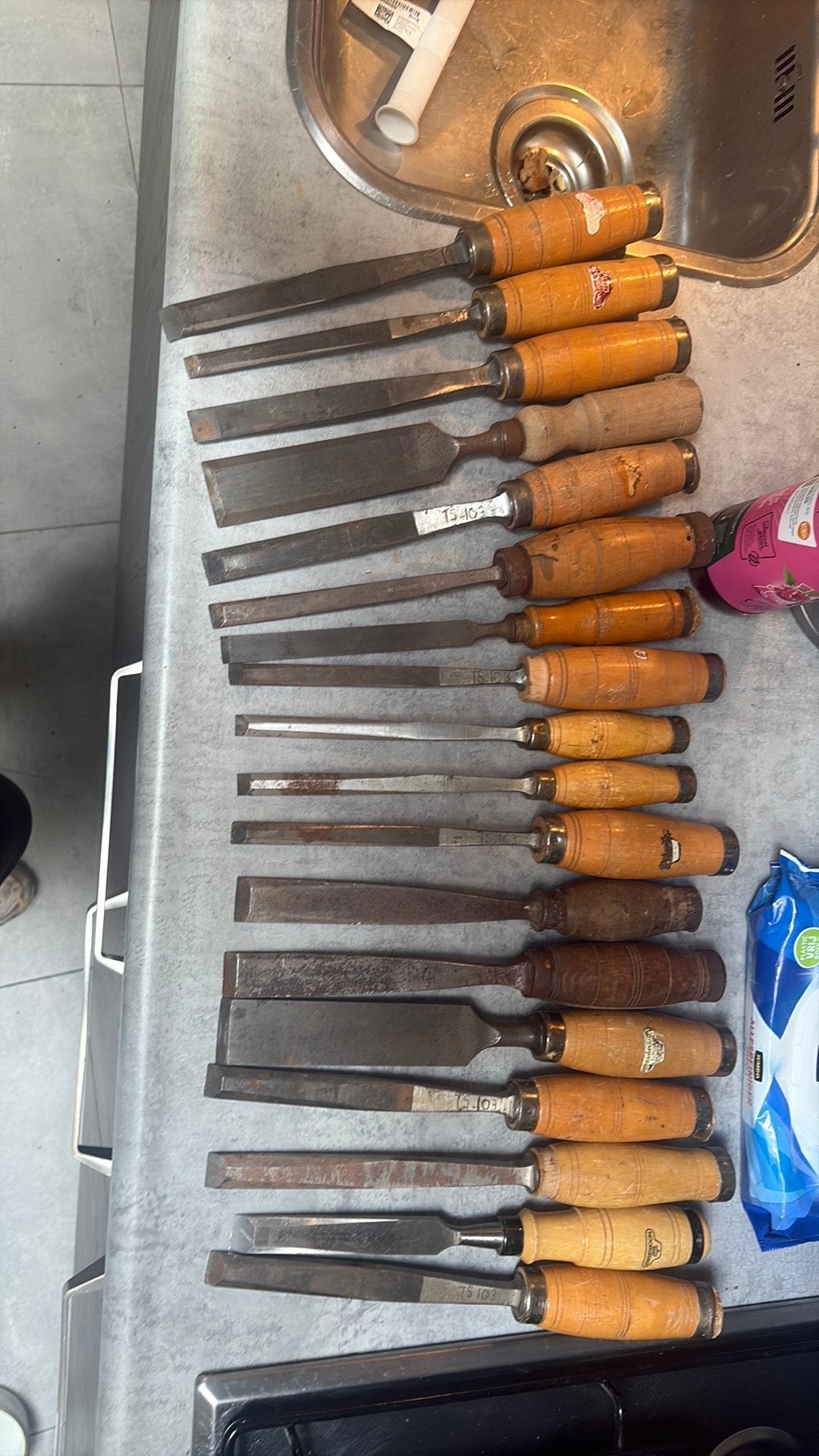 18 vermoor beitels timmermans beitels nooitgedacht, Ophalen, Zo goed als nieuw, Overige materialen