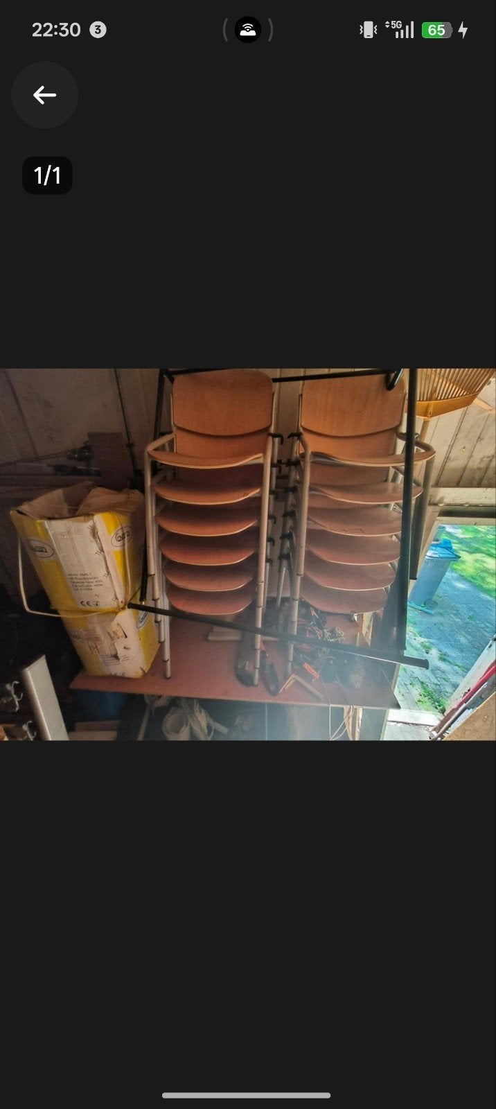 Stapelbare stoelen - Hout en Metaal, Ophalen, Gebruikt, Bruin, Modern