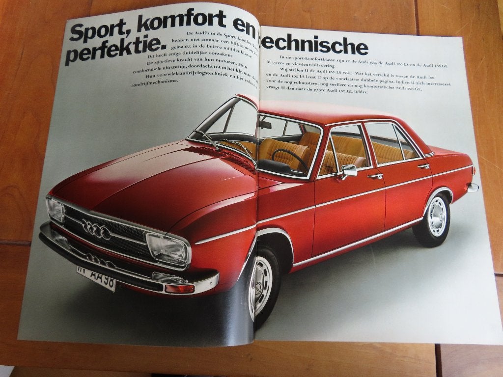 Folder Audi 100 1972, 24 blz, zeer mooi!, Ophalen of Verzenden, Zo goed als nieuw, Audi, Audi