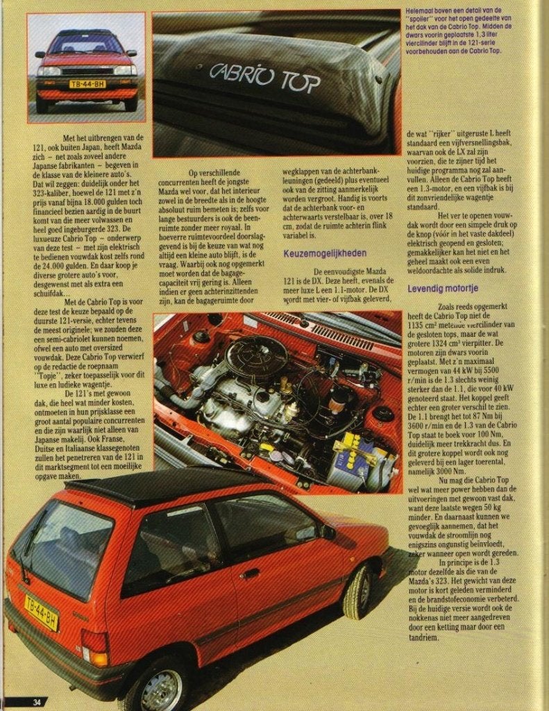 Autokampioen test Mazda 121 Cabrio Top April 1988, Ophalen of Verzenden, Gelezen, Mazda