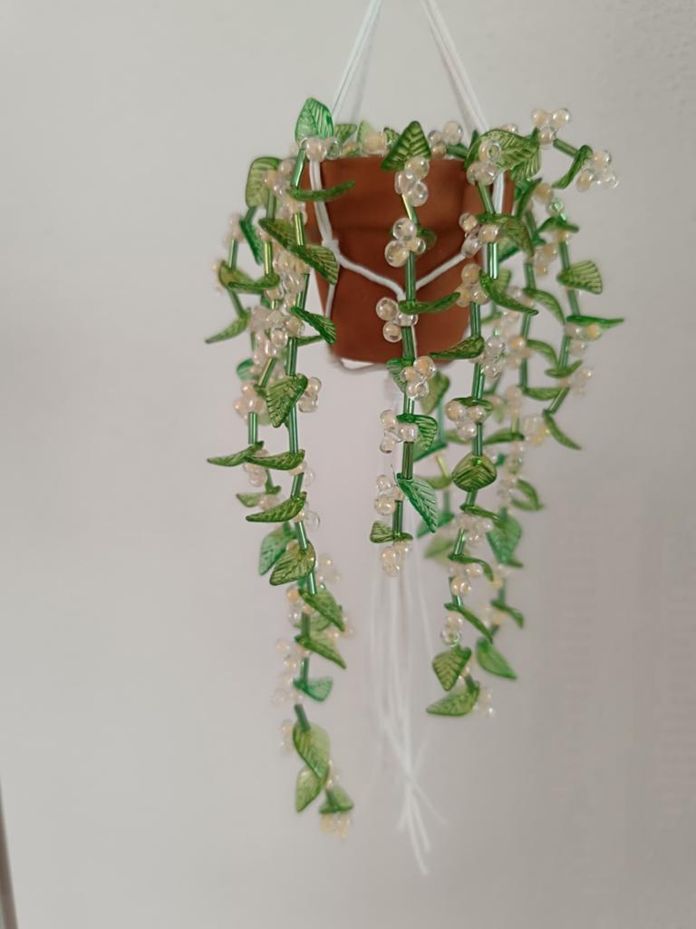 Hangplantje van kralen, Binnen, 15 cm, Verzenden, Kunstplant