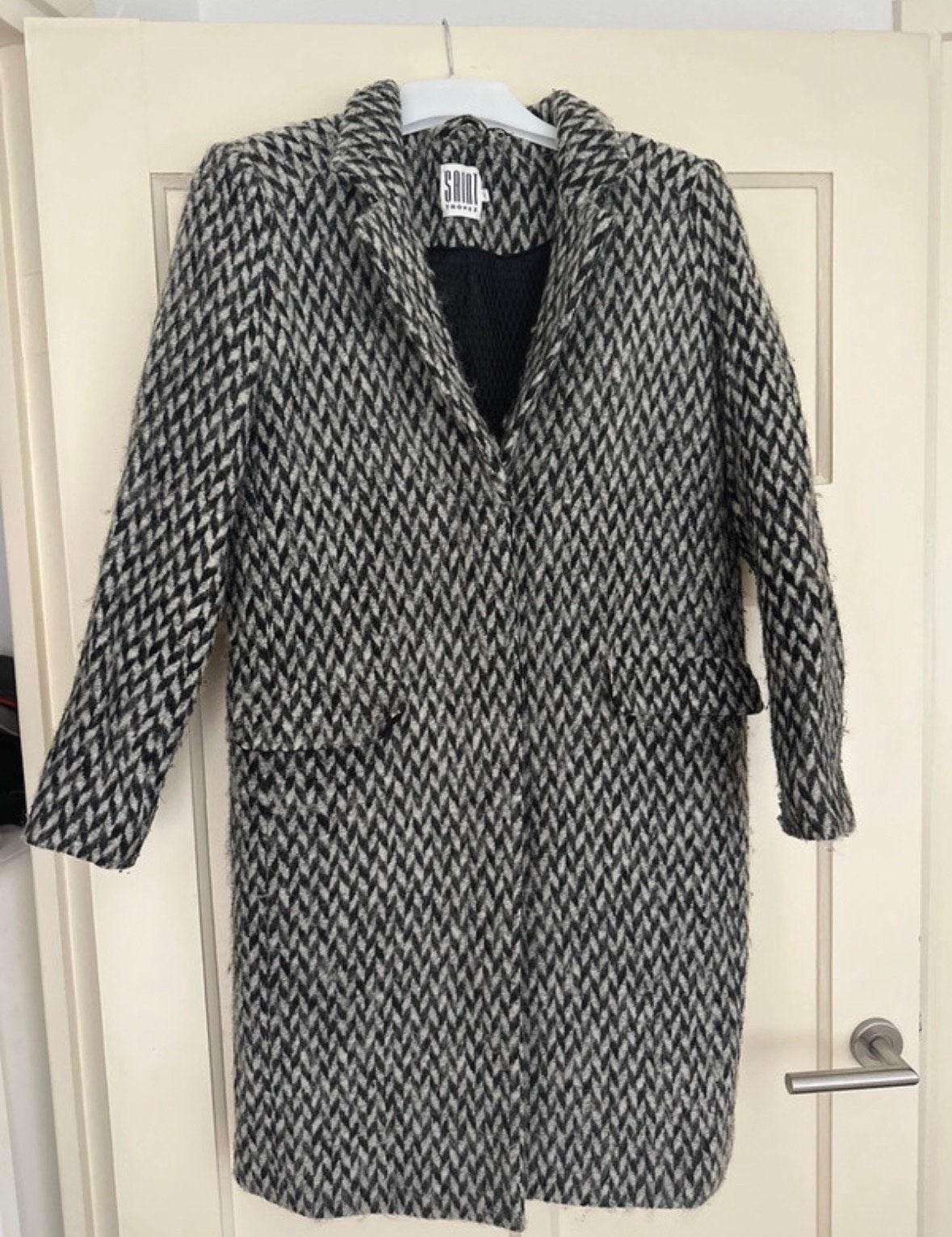 Saint Tropez Zwart/Wit Geruite Jas S, Verzenden, Gedragen, Maat 36 (S), Zwart