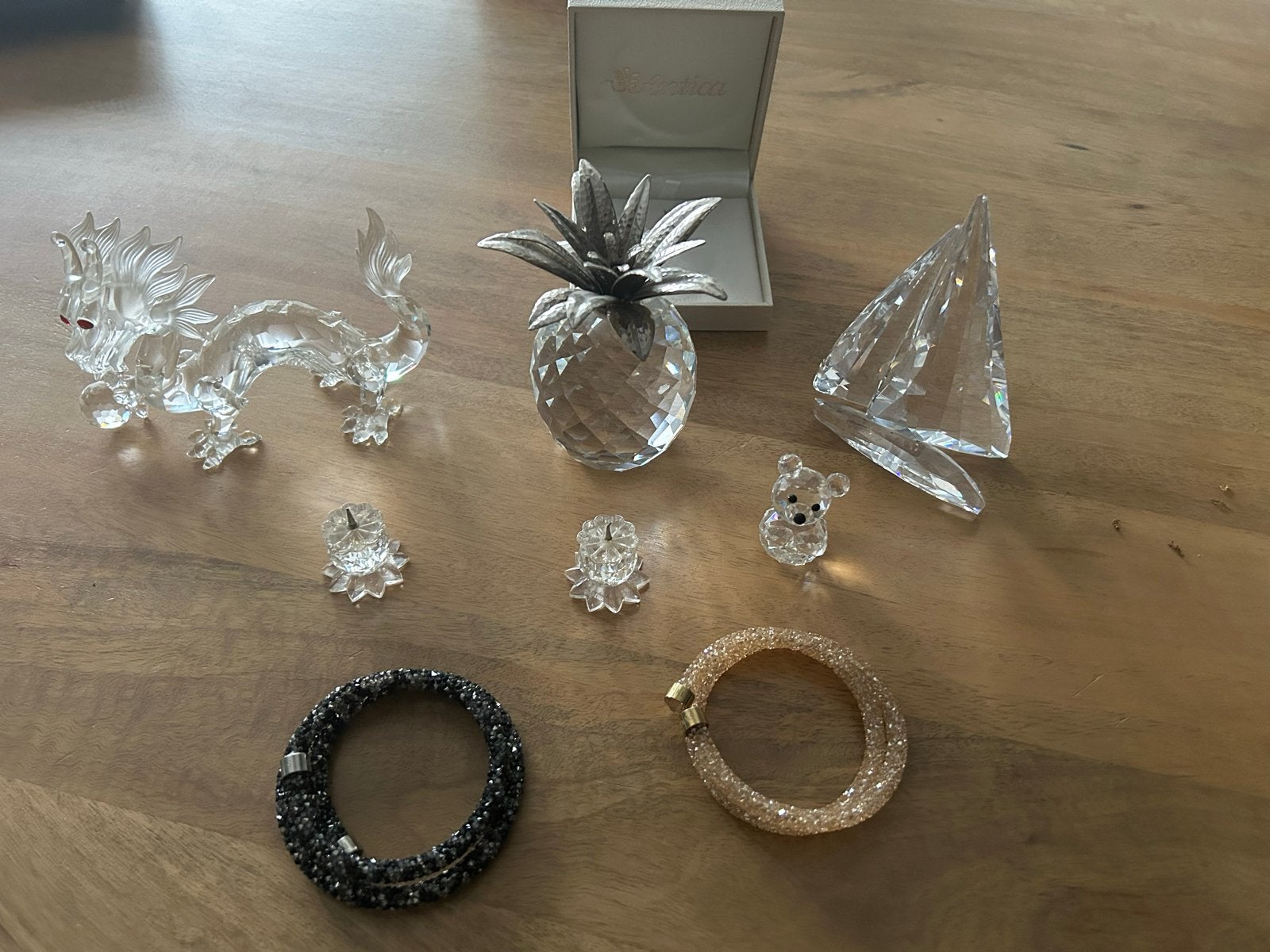 Swarovski Kristal Collectie: Draak, Ananas, Zeilboot, Beertj, Met kristal, Overige materialen, Overige kleuren, Ophalen of Verzenden