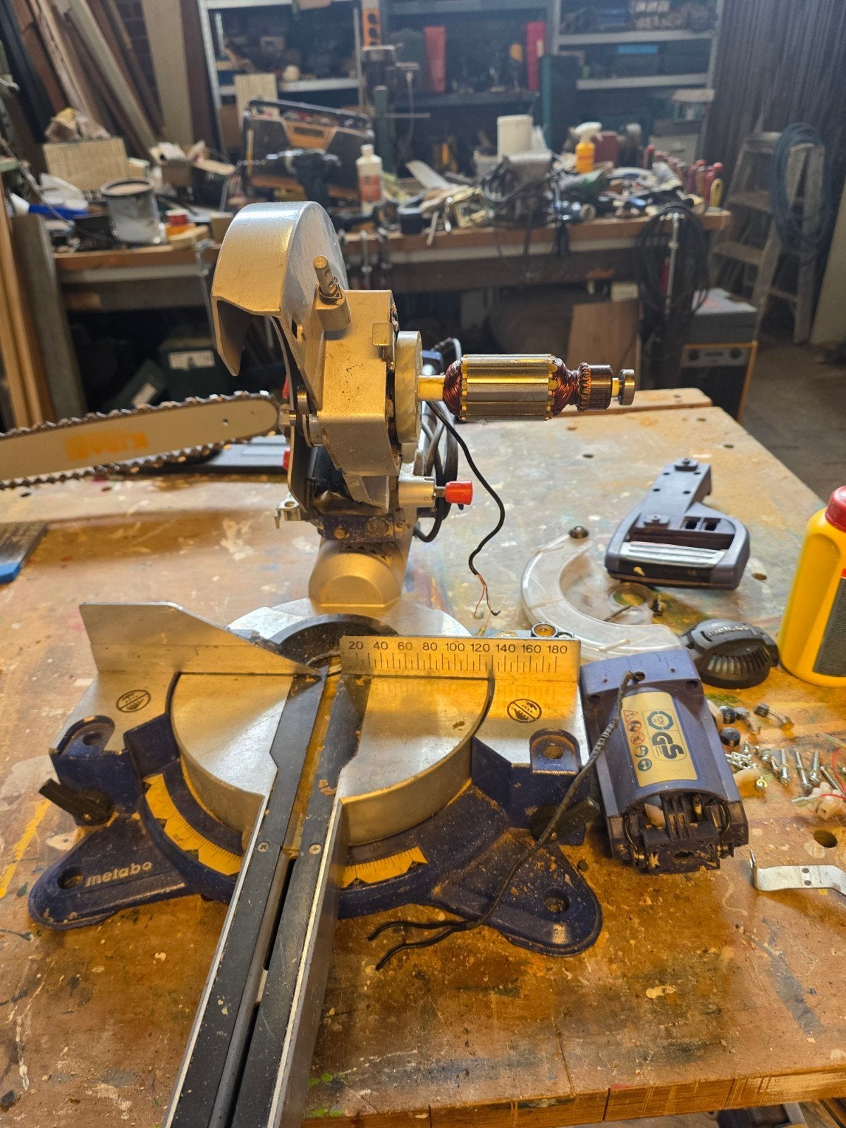 Metabo afkortzaag - defect, voor onderdelen, Gebruikt, Ophalen of Verzenden, Afkortzaag, 30 tot 70 mm