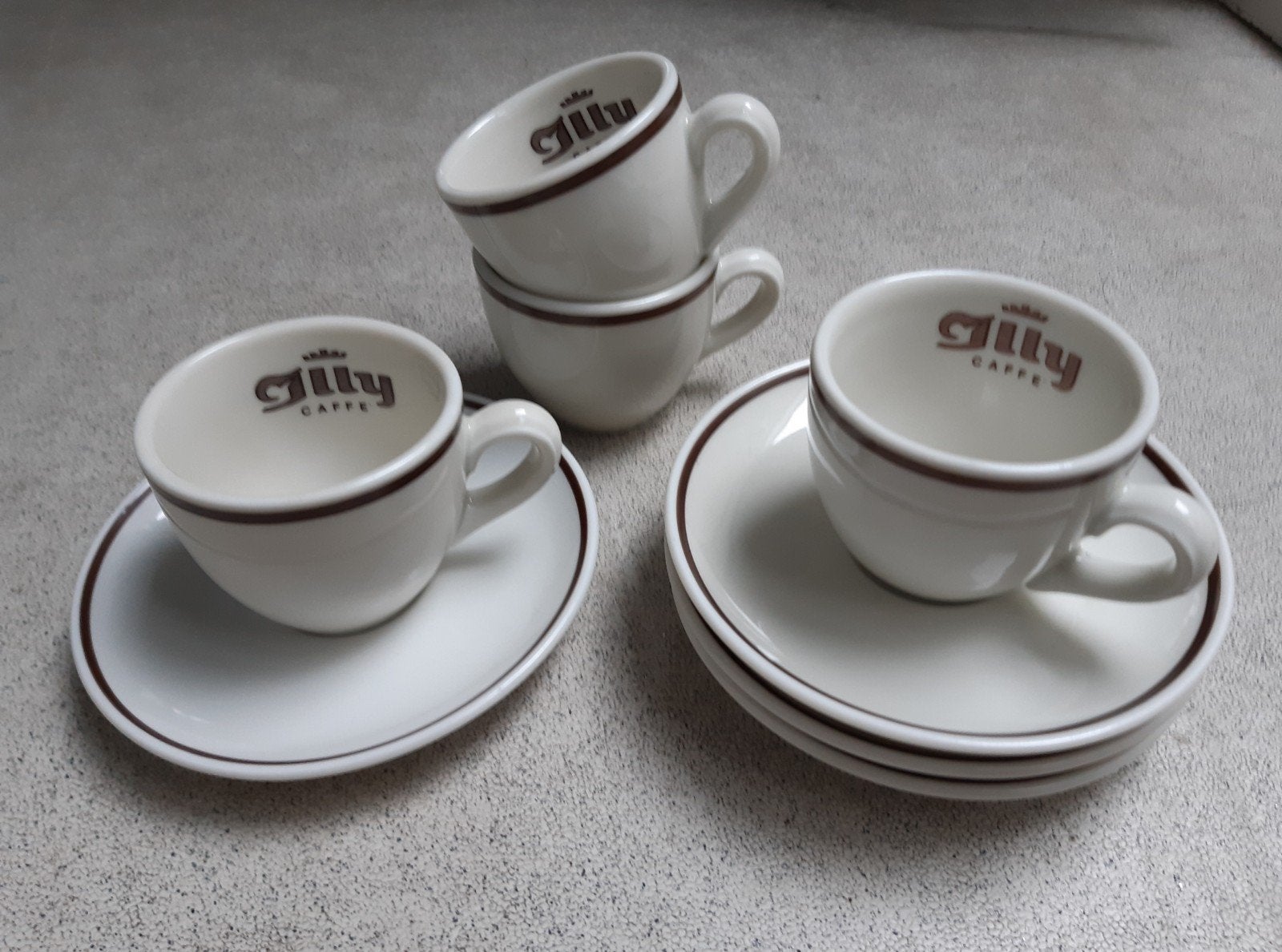 Vintage Illy Caffe kopjes met Schotels - Jaren '60/'7, Ophalen of Verzenden