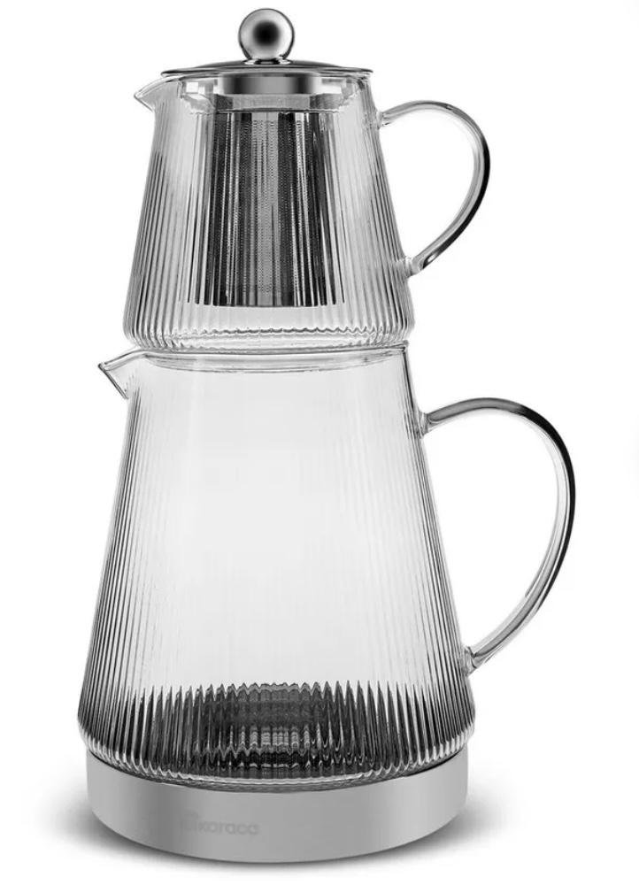 Turkse theepot karaca, Zilver, Ophalen of Verzenden, Zo goed als nieuw, Glas