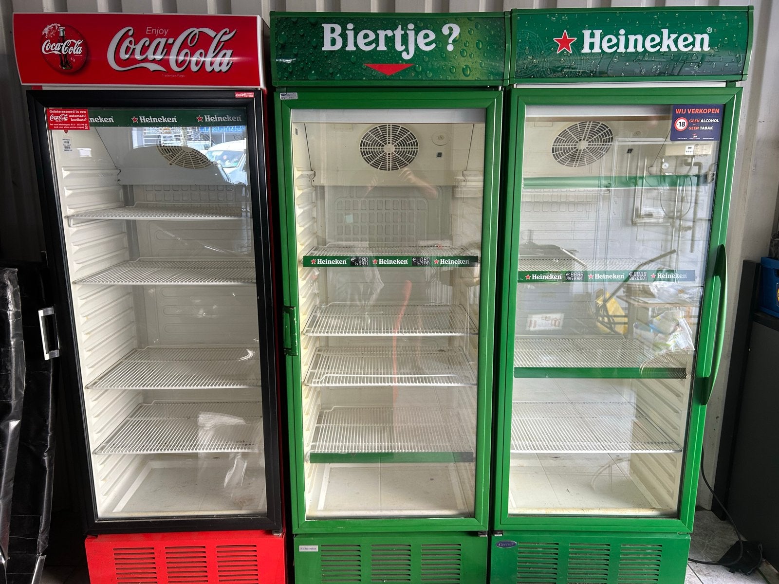Koelkast met glazen deur - Coca-Cola, Heineken, Carrier