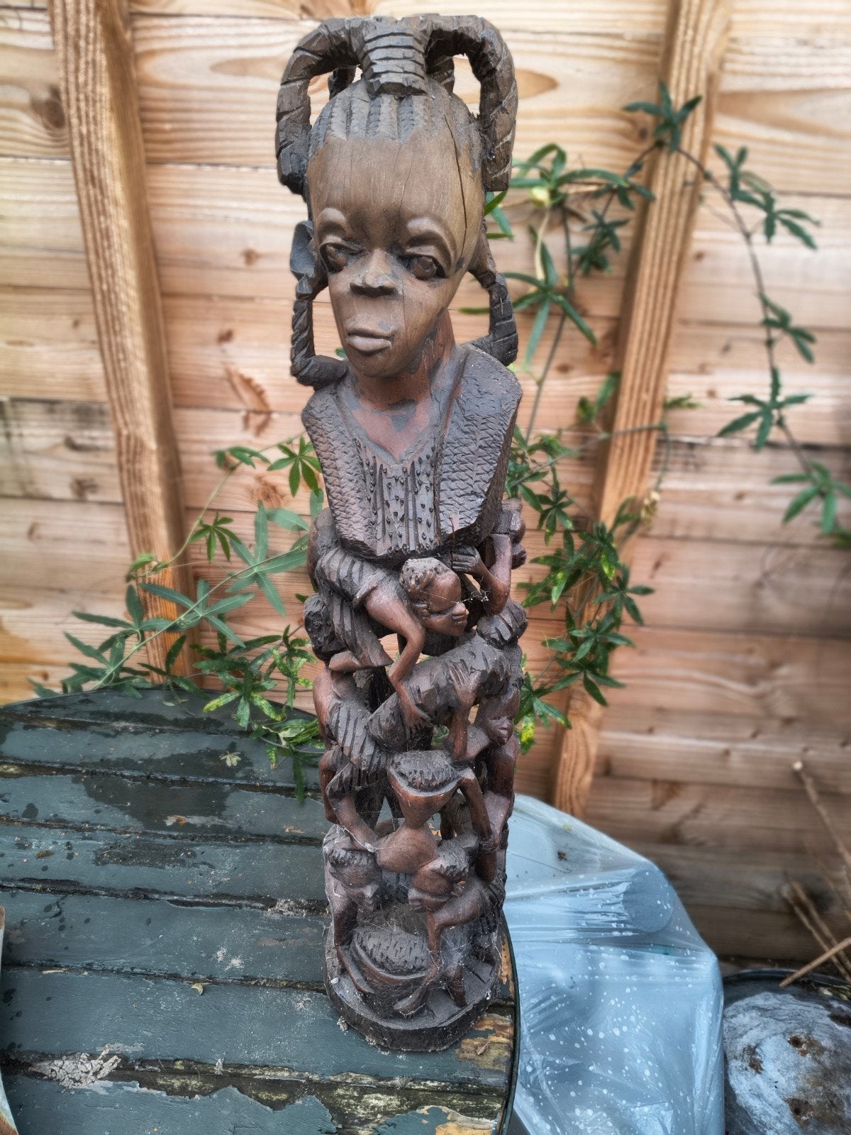 beeld, Antiek en Kunst, Houtsnijwerk, Gepatineerd, Hout, Bruin