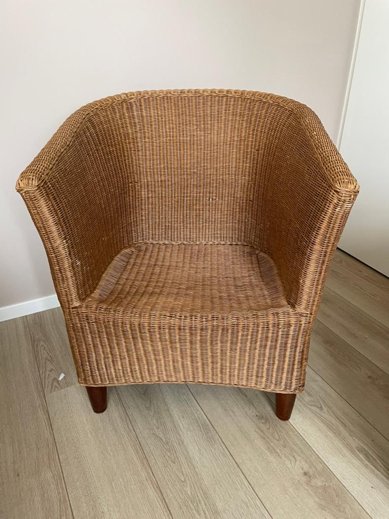 Rieten fauteuil, Ophalen of Verzenden, Gebruikt, Bruin, Eén