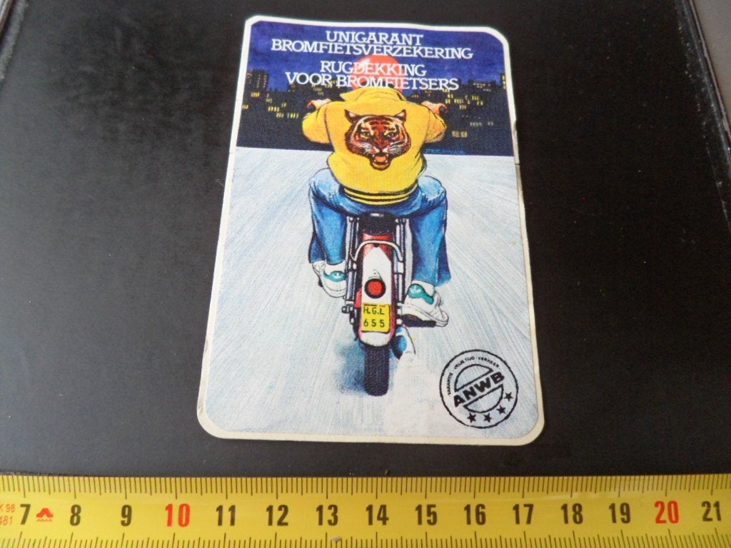 sticker strip brommer unigarant bromfiets verzekering ANWB, Ophalen, Zo goed als nieuw