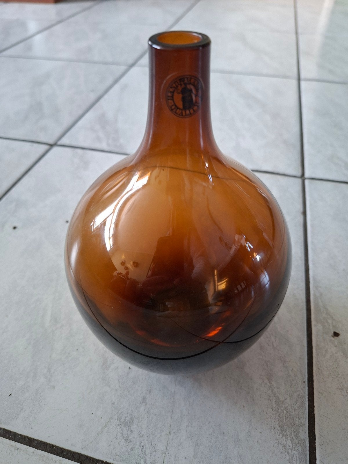 Vintage bruine glazen fles - Handmade Quality - 20cm hoog, Ophalen of Verzenden