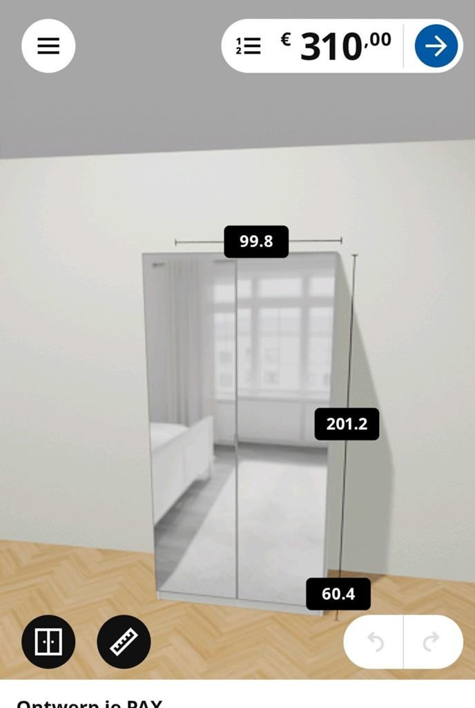 Ikea PAX kast met spiegeldeuren en complete inrichting, Huis en Inrichting, Ophalen, 50 tot 75 cm, 200 cm of meer