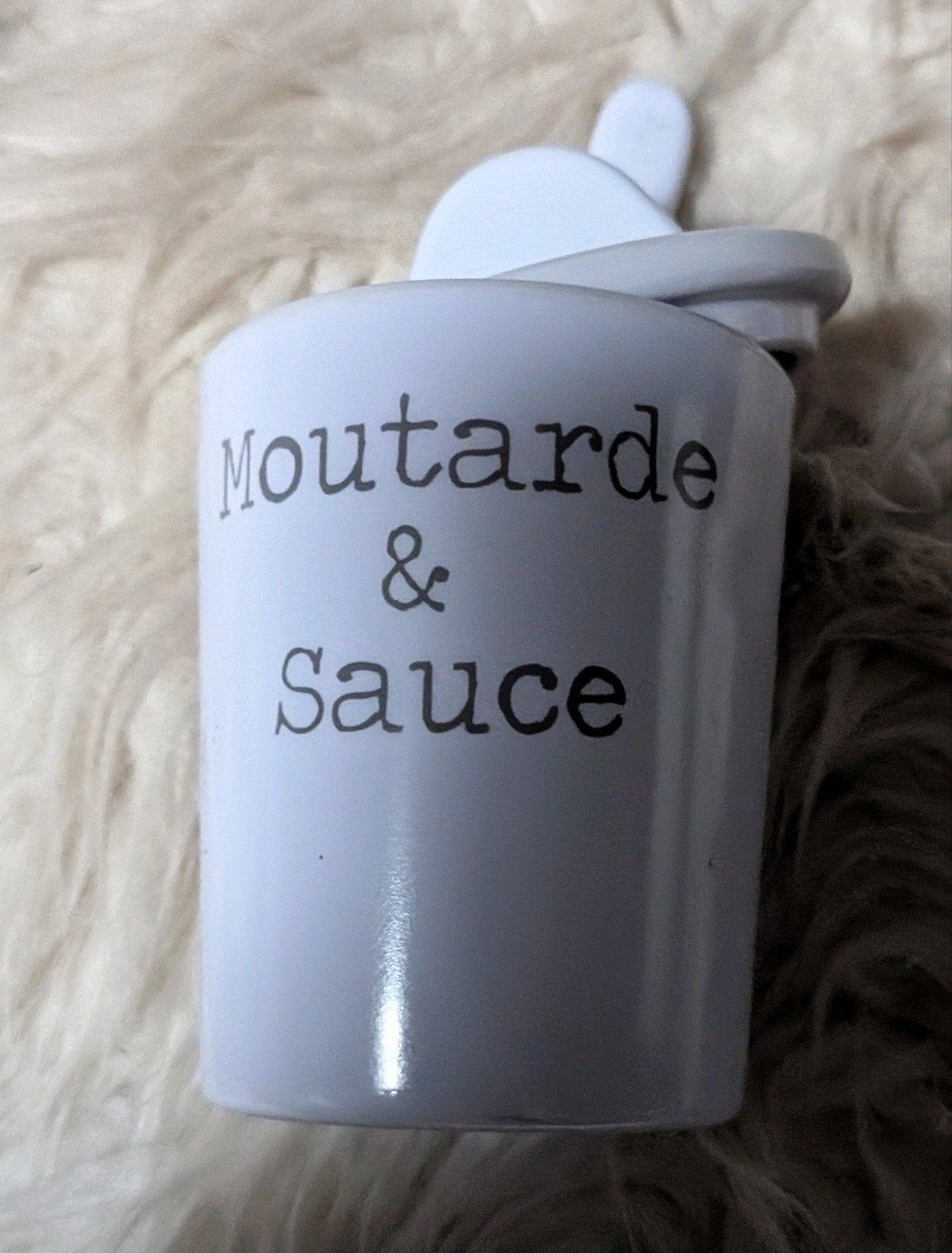 Riviera Maison Moutarde & Sauce Voorraadpot, Ophalen of Verzenden, Zo goed als nieuw, Voorraadpot, Steen/keramiek