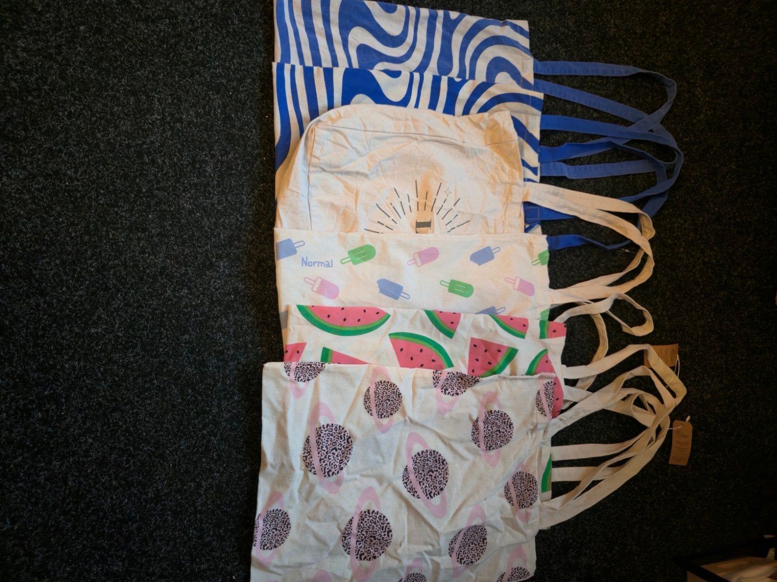 Set of 6 fabric bags / tote bags, Ophalen