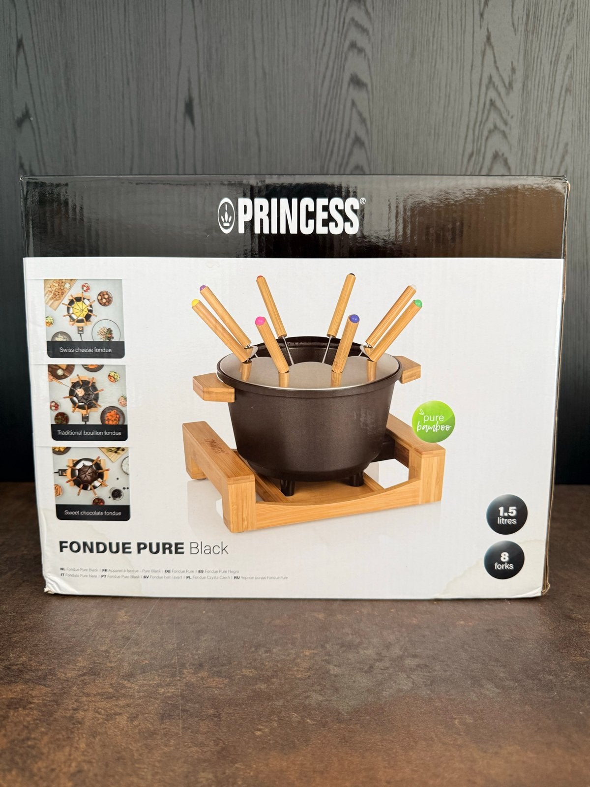 Princess Fondue Pure Black - Nieuw in doos, Witgoed en Apparatuur, Gourmetstellen, Ophalen of Verzenden, Nieuw, 4 t/m 7 personen