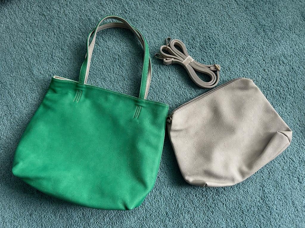 Groene shopper hand- schoudertas tas 2 in 1 Multifunctioneel, Sieraden, Tassen en Uiterlijk, Tassen | Schoudertassen, Ophalen of Verzenden