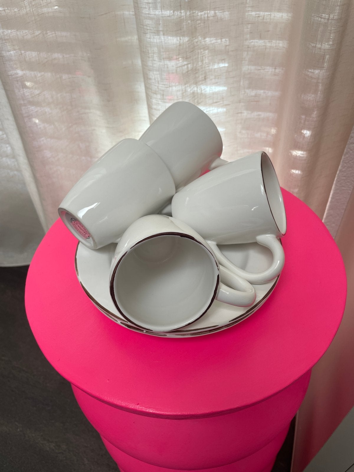 Lifestyle origineel servies - wit met vintage bruine rand, Overige merken, Keramiek, Vintage, Nieuw