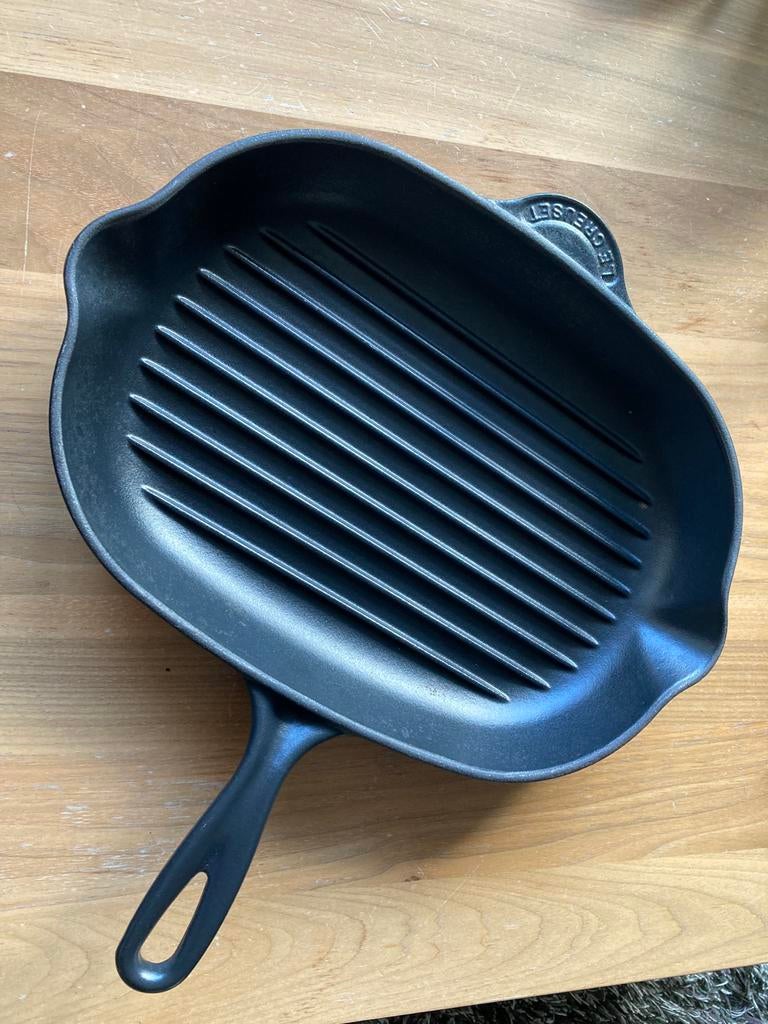 Le Creuset grillpan, Huis en Inrichting, Keuken | Potten en Pannen, Ophalen of Verzenden, Zo goed als nieuw, Gietijzer, Koekenpan of Braadpan