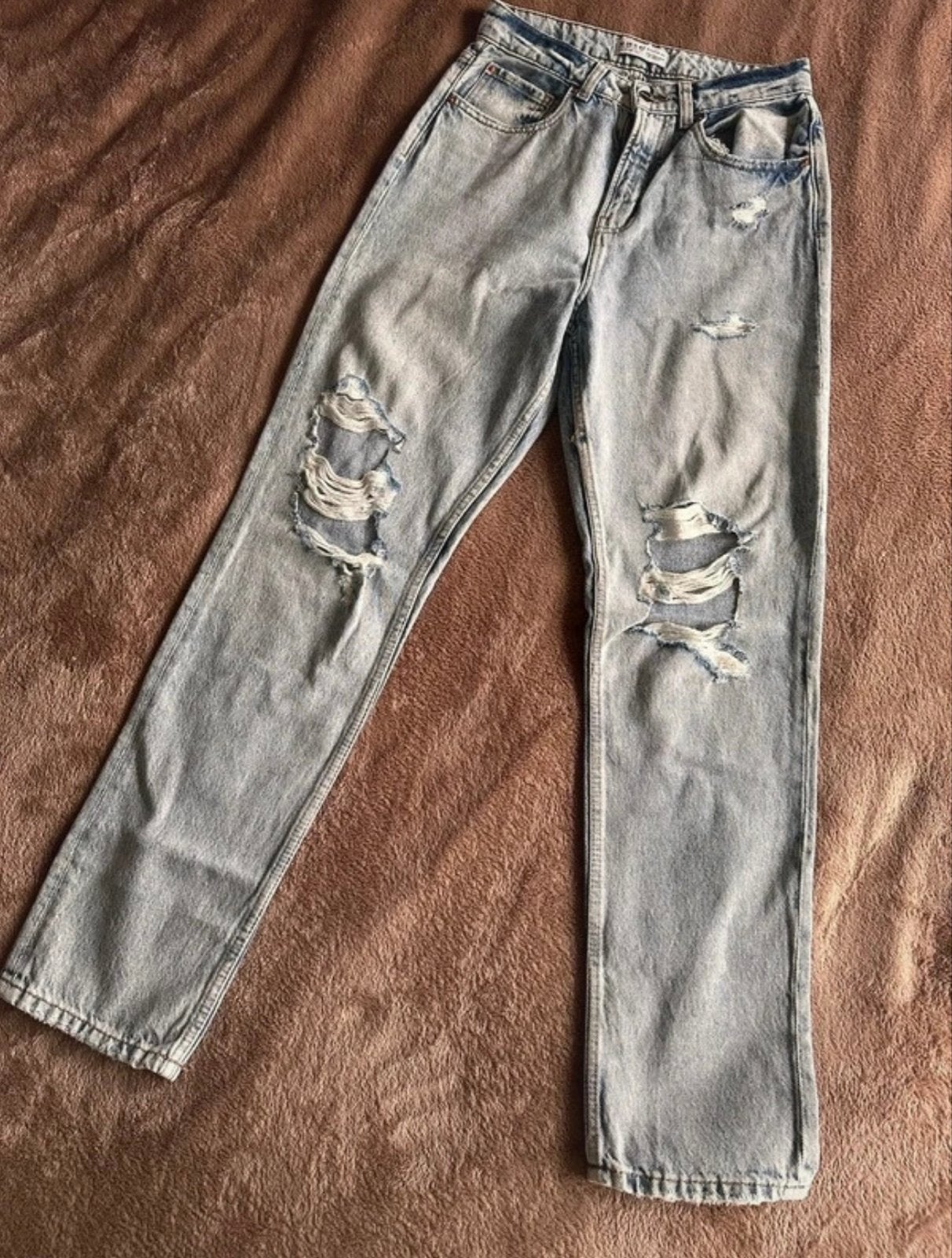 Primark denim co. jeans met gaten 38/M, Ophalen of Verzenden, Zo goed als nieuw, Blauw, W30 - W32 (confectie 38/40)