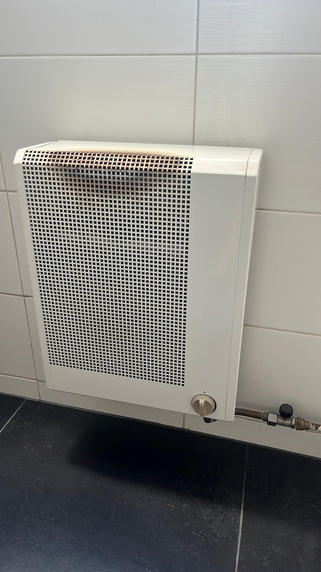 Badkamer gevelkacheltje op gas, kleur: wit, Ophalen, Gebruikt, Overige typen, 50 tot 100 cm