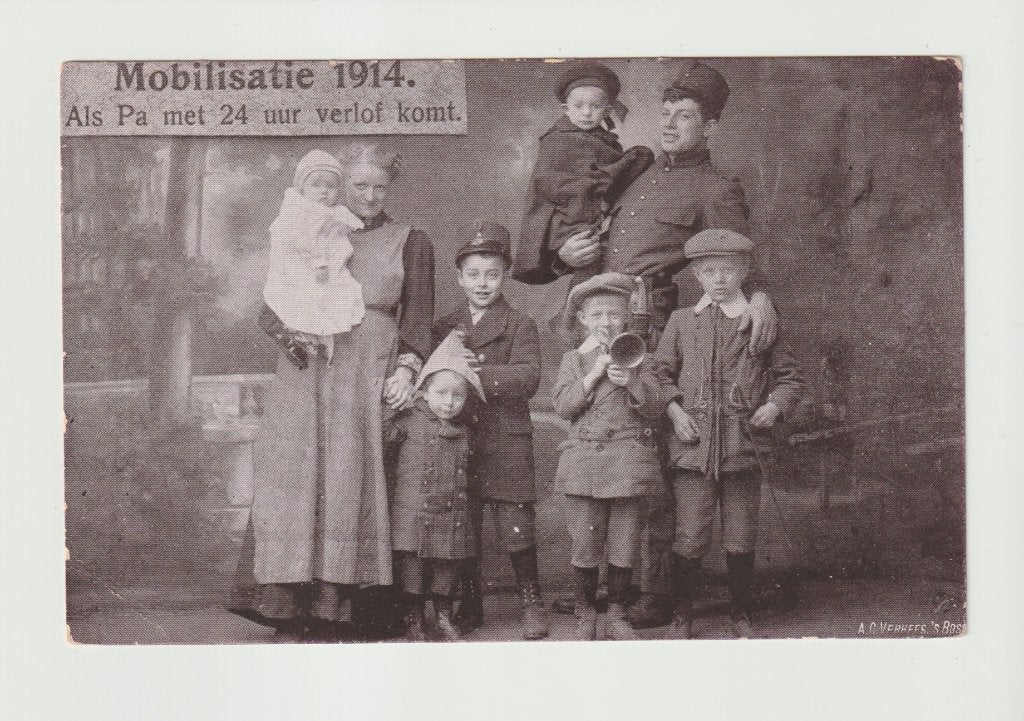 Pa met 24 uur verlof * humor militair soldaat leger wo1 ww1, Verzamelen, Ophalen of Verzenden, Voor 1920, Gelopen, Overige thema's